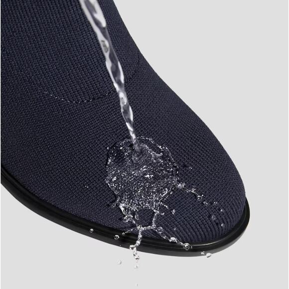 NEW Vivaia Amanda Almond Toe Block Heel Boots Water Repellent Navy EU 41 US 9.5 - Picture 2 of 10